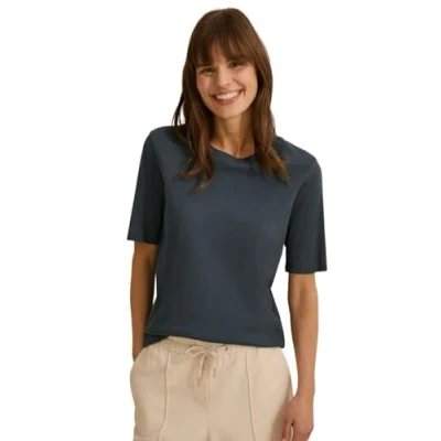 Abbildung von CECIL Damen B322914 Basic RIPP Struktur T Shirt, Slate Khaki, XS