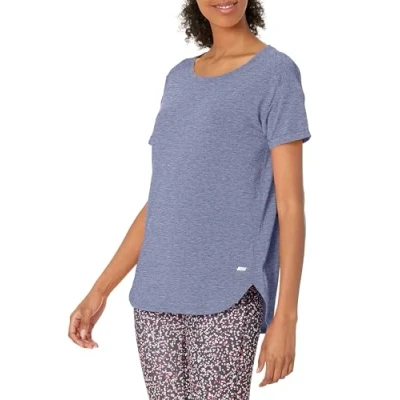 Abbildung von Amazon Essentials Damen Leichtes Fitness T Shirt mit Rundhalsausschnitt und lockerer Passform (in Übergröße erhältlich), Blau Heide Night Shadow, S