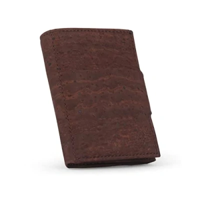 Abbildung von DONBOLSO Wallet NextGen Korkleder I Slim mit Münzfach Geldbeutel RFID Schutz Kartenetui bis 11 Karten Mini Portemonnaie für Herren und Damen Geldbörse Kork Braun