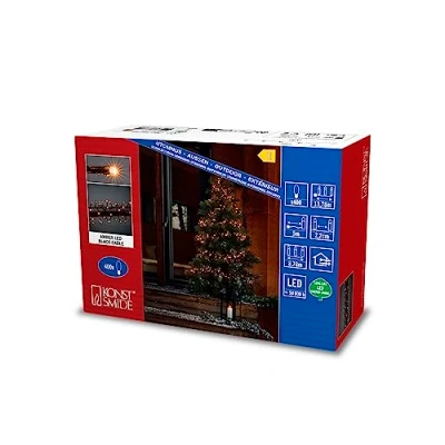Abbildung von Konstsmide 3649 800 Micro LED Lichterkette, gefrostet / für Außen (IP44) 1200 bernsteinfarbene Dioden 24V Außentrafo schwarzes Kabel