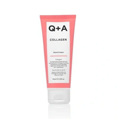 Abbildung von Q+A Kollagen Handcreme, pflegend &amp; feuchtigkeitsspendend mit pflanzlichem Kollagen, Zuckerkomplex Hämatit, goldene Birne Traube, vegan, tierversuchsfrei, recycelte Verpackung, 75ml
