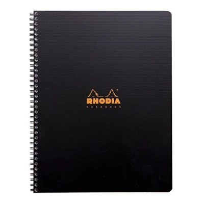 Abbildung von Rhodia 119900C Notizbuch (mit Doppelspiralbindung, DIN A4, 21 x 29,7 cm, kariert, 90 g, 80 Blatt) 1 Stück schwarz