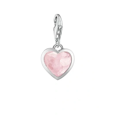 Abbildung von Thomas Sabo Damen Charm Anhänger Herz Rosenquarz Club 925 Sterling Silber 1361 034 9