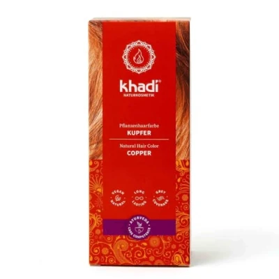 Abbildung von khadi KUPFER Pflanzenhaarfarbe, Haarfarbe Kupfergold bis Kupferrot, Naturhaarfarbe 100% pflanzlich, natürlich &amp; vegan, Zertifizierte Naturkosmetik, 100g