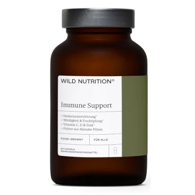 Abbildung von WILD NUTRITION Food Grown® Immune Support Natürliches Vitamin und Mineralstoffpräparat zur Unterstützung des Immunsystems Enthält D C, Zink, Kupfer Selen 60 Kapseln