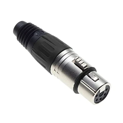 Abbildung von Keple 5 polige XLR Buchse, schwarz Buchse für Audio Mikrofon DMX Stecker, nicked Plated Adapter, Metallstecker mit Kunststoffgehäuse