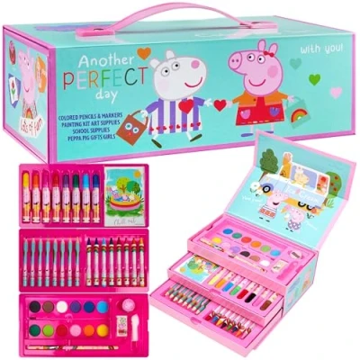 Abbildung von Peppa Pig Buntstifte Kinder Set, Malset für Kinder, Wutz Stifte Mädchen, Malkasten