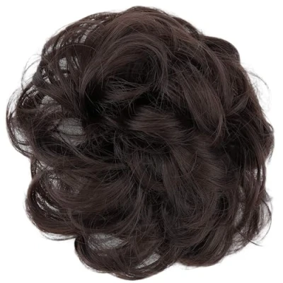 Abbildung von CAISHA Haarteil Haargummi Hochsteckfrisuren Brautfrisuren Voluminös Gelockt Unordentlich Dutt Kunstfaser DM15cm Braun G5A