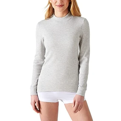 Abbildung von Damart Damen Shirt mit Stehkragen. Unterwäsche, Grau Meliert, M