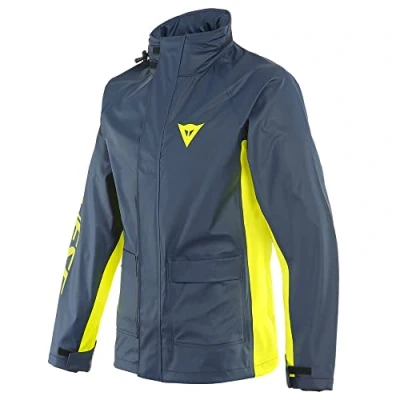Abbildung von Dainese Storm 2 Unisex Jacket, Motorrad Regenjacke Wasserdicht Faltbar, für Damen und Herren, Black Iris/Fluo Gelb, M