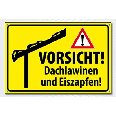 Abbildung von Hochwertiges Schild Alu Dibond mit UV Schutzlackierung &quot; VORSICHT! DACHLAWINEN&quot; 200 x 300 mm rechteckig Betreten auf eigene Gefahr Hinweisschild aus Wetterfestem Alu/Dibond