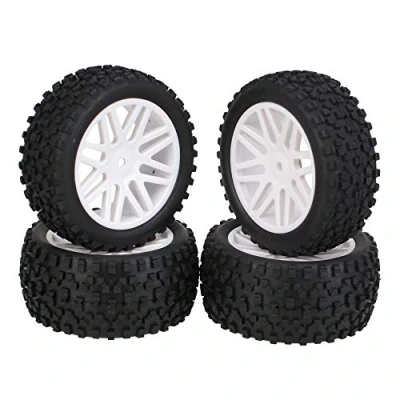 Abbildung von Weiße vordere hintere Buggy Felge Gummireifen für RC 1:10 4er Pack