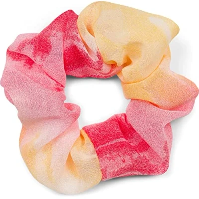 Abbildung von styleBREAKER Damen XXL Haargummi mit buntem Farbverlauf Muster, elastisch, Scrunchie Retro Style, Zopfgummi 04027039, Farbe:Rot Gelb