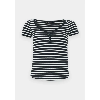 Abbildung von Tommy Jeans Henley Tshirt basic, Damen, Größe: 32, Dark night navy