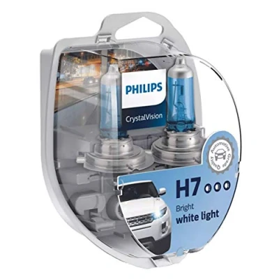 Abbildung von Philips CrystalVision 12972CVSM H7 55W Halogen PX26d 1.140 lm Leuchtmittel für Auto (H7, 55 W, Halogen, Fernlicht, Abblendlicht, PX26d, 4.300 K), Silber