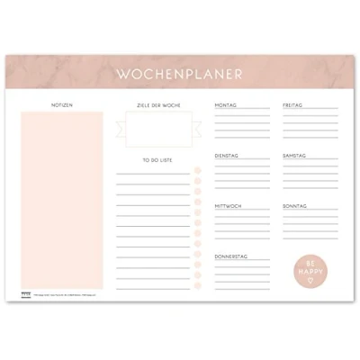 Abbildung von TYSK Design Schreibtischunterlage Marmor (Design wählbar) Tischunterlage aus Papier zum Abreißen DIN A3 To Do Liste Notizblock Wochenplaner