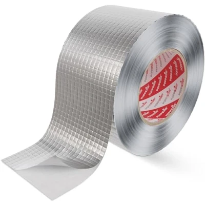 Abbildung von POPPSTAR Aluminium Klebeband netzverstärkt für Rohrisolierung &amp; Dämmung (50m x 72 mm) Hitzeschutz Dampfsperre Aluklebeband hitzebeständig 72mm selbstklebend