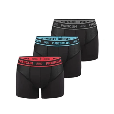 Abbildung von Boxershorts Herren Aktiv, Unterhosen Männer, Weich (3er Pack), Blau/Grau/Rot, L