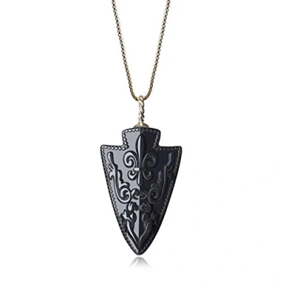 Abbildung von COAI Geschenkideen Herren Halskette mit Pfeilspitze Anhänger Fleur de Lis Zeichen aus Obsidian 80cm