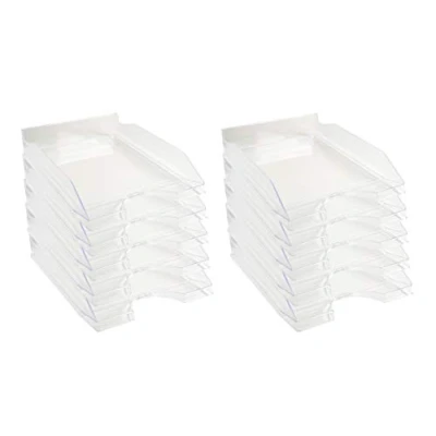 Abbildung von Exacompta 12323D 10er Pack Premium Briefablage Ecotray DIN A4. Ideale Briefkörbe für Ihre Organisation. Robuste und stapelbare Ablagekörbe glasklar