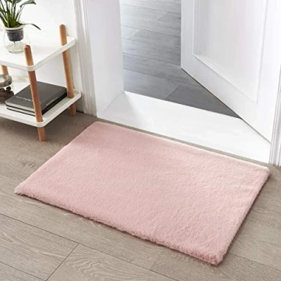 Abbildung von Teppich Wölkchen Fellteppich Kunstfell Waschbar, Hasenfell Imitat, Kaninchenfell, Kurzfell Flauschiger Wohnzimmer, Bettvorleger Schlafzimmer, Fell Rosa 60x90cm