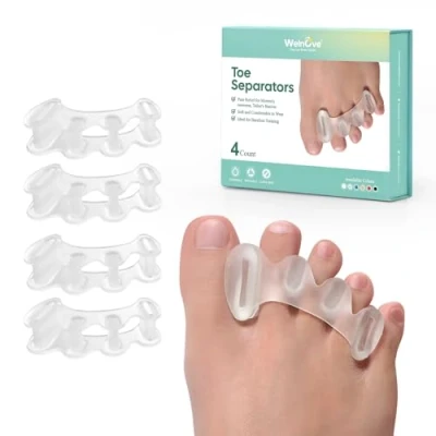 Abbildung von Welnove Zehentrenner zur Korrektur von Ballenzehen für Frauen und Männer, Fußschmerzen lindern, Fußausrichtung, einstellbare Zehenbegradiger Hammerzehen (2 Paar mit Geschenkbox)