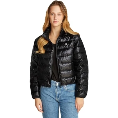 Abbildung von Calvin Klein Jeans Shine Puffer Daunenjacke, Damen, Größe: Large, Black