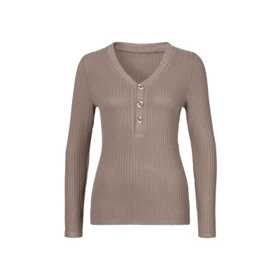 Abbildung von Lascana Langarm Langarmshirt, Damen, Größe: 36/38, Taupe