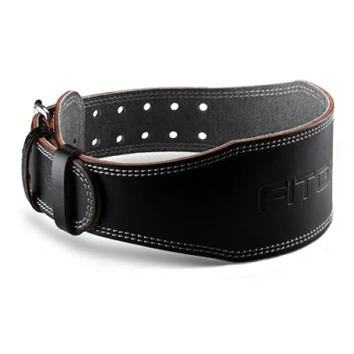 Abbildung von Fitgriff® Klassischer Gewichthebergürtel 100% Leder für Damen und Herren Gürtel Bodybuilding, Krafttraining, Gewichtheben Classic Leather Weightlifting Belt (Black (4 inch), S)