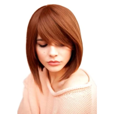 Abbildung von Prettyland Damen Braune Kurze Perücke Alltag Bob Stufe Glatt wie Echt haar Frau gestuft Kurz brown Wig C498