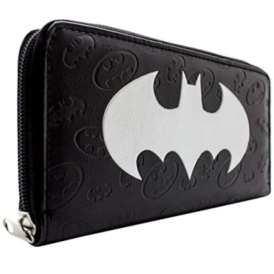 Abbildung von Animation Dark Knight Caped Crusader Geprägtes Bat Emblem Geldbörse/Geldbeutel/Portemonnaie mit Münzfach &amp; Kartenhalter, Schwarz