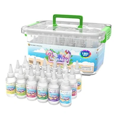 Abbildung von Desire Deluxe Batik Kit 18 Farben zum Färben von Stoff und Kleidung, kreative Bastelspiele Tie Dye Kit, Aktivitäten für Kinder Erwachsene (180 Stück)