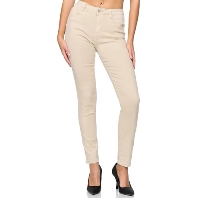 Abbildung von Elara Damen Stretch Hose Skinny Jeans Elastisch Chunkyrayan G09 15 Beige 46 (3XL)