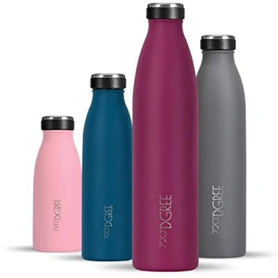 Abbildung von 720DGREE Edelstahl Trinkflasche “milkyBottle 1L BPA Frei, Auslaufsicher, Kohlensäure geeignet Thermosflasche für Sprudel, Sport, Uni, Schule, Fitness, Outdoor, Camping