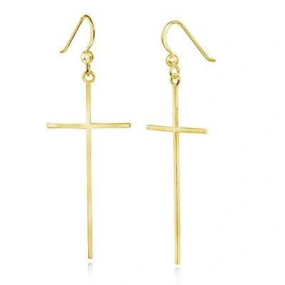 Abbildung von Materia Kreuz Ohrhänger Silber 925 vergoldet Damen Ohrringe Gold lang 20x59mm SO 281