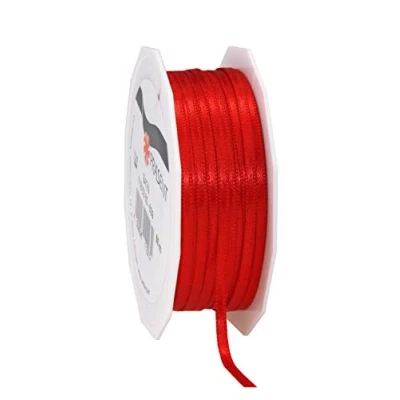 Abbildung von PRÄSENT C.E. Pattberg Satin rot, 50 m Satinband zum Einpacken von Geschenken, 3 mm Breite, Geschenkband Dekorieren &amp; Basteln, Dekoband, Anlass