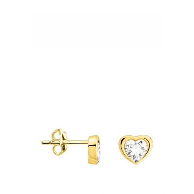 Abbildung von SOFIA MILANI Damen Ohrringe 925 Silber vergoldet/golden &amp; mit Zirkonia Steinen Herz Ohrstecker E3006