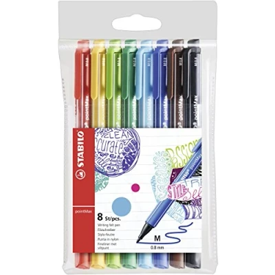 Abbildung von Filzschreiber STABILO pointMax 8er Pack mit 8 verschiedenen Farben