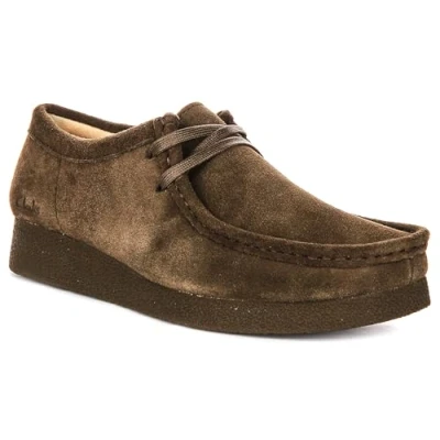 Abbildung von Clarks Wallabeeevosh D Sportlicher Schnürer, Damen, Größe: 37, Olive suede Leder