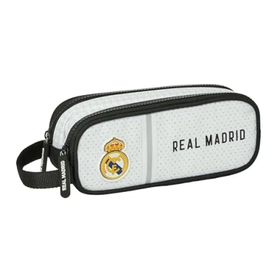 Abbildung von Safta Real Madrid 1. Team 24/25, Doppelmäppchen für Kinder, ideal Kinder im Schulalter, bequem und vielseitig, Qualität Widerstandsfähigkeit, 21 x 6 8 cm, Weiß/Grau, Estándar,