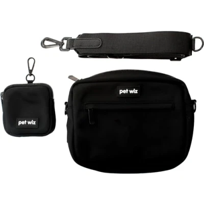 Abbildung von pet wiz Hundetasche mit abnehmbarem und verstellbarem Riemen passender Leckerli Tasche, Schwarz
