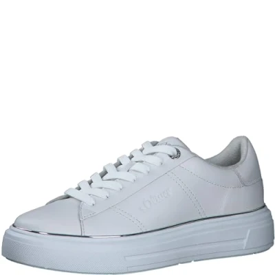 Abbildung von s.Oliver Damen Sneaker flach aus Leder mit dicker Sohle, Weiß (White Nappa), 39