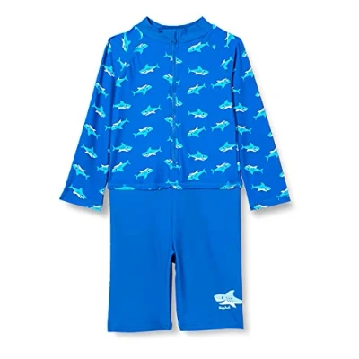 Abbildung von Playshoes UV Schutz Einteiler Unisex Kinder Badeanzug Schwimmanzug Badebekleidung, Hai Langarm, 62/68