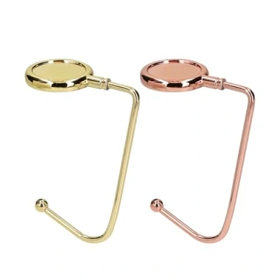 Abbildung von kwmobile 2X Tisch Handtaschenhalter Haken Antirutsch Taschenhaken Halterung Handtaschen Taschenaufhänger Halter in Gold Kupfer