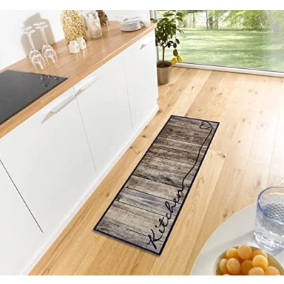Abbildung von Zala Living Cook &amp; Clean Läufer rutschfest Teppichläufer Flachgewebe Kurzflor Teppich Küchenteppich Waschbar Küchenläufer Kitchen für Flur, Küche, Wohnzimmer Braun Taupe, 50x150cm
