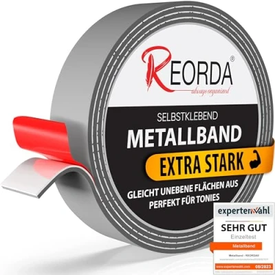 Abbildung von Reorda® Metallband selbstklebend Grau Ideal für Tonies® Figuren &amp; Regale (25 mm Breite) Magnetband Magnete I Ferroband Eisenband (3m)