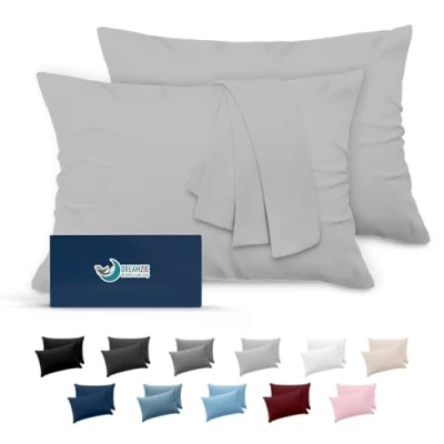 Abbildung von Dreamzie Kissenbezug 40x60 Grau 2er Set Mikrofaser Oeko TEX Zertifiziert Kopfkissenbezug Weich