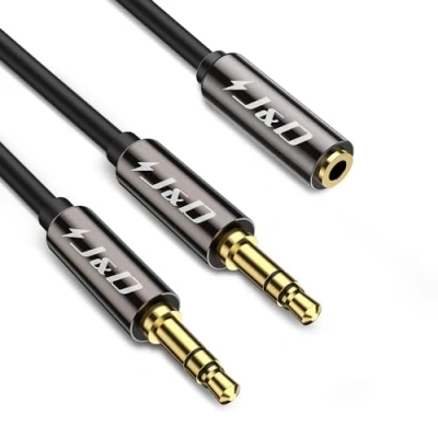 Abbildung von J&amp;D 3,5 mm auf 2 X Kabel, Vergoldetes Kupfergehäuse TRS Buchse Stecker Y Splitter Stereo Audio Adapterkabel, Nur zum Umschalten Geeignet, 1 m
