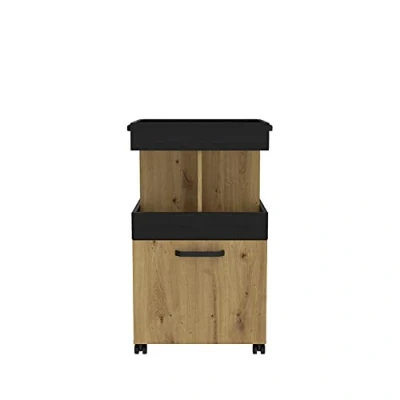 Abbildung von FORTE HOME BAR Barschrank mit Rollen und 1 Tür, Holzwerkstoff, Artisan Eiche / Schwarzeiche, 50.2 x 88.5 41 cm