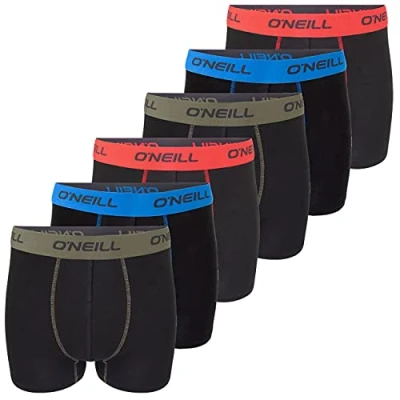 Abbildung von O&#039;Neill Boxershorts Herren 6er Pack Baumwolle Uni Sport Boxer Männer Basic Trunk Unterwäsche, Größe:XL, Vorteilspacks:6X Black Olive Blue Red (7004)